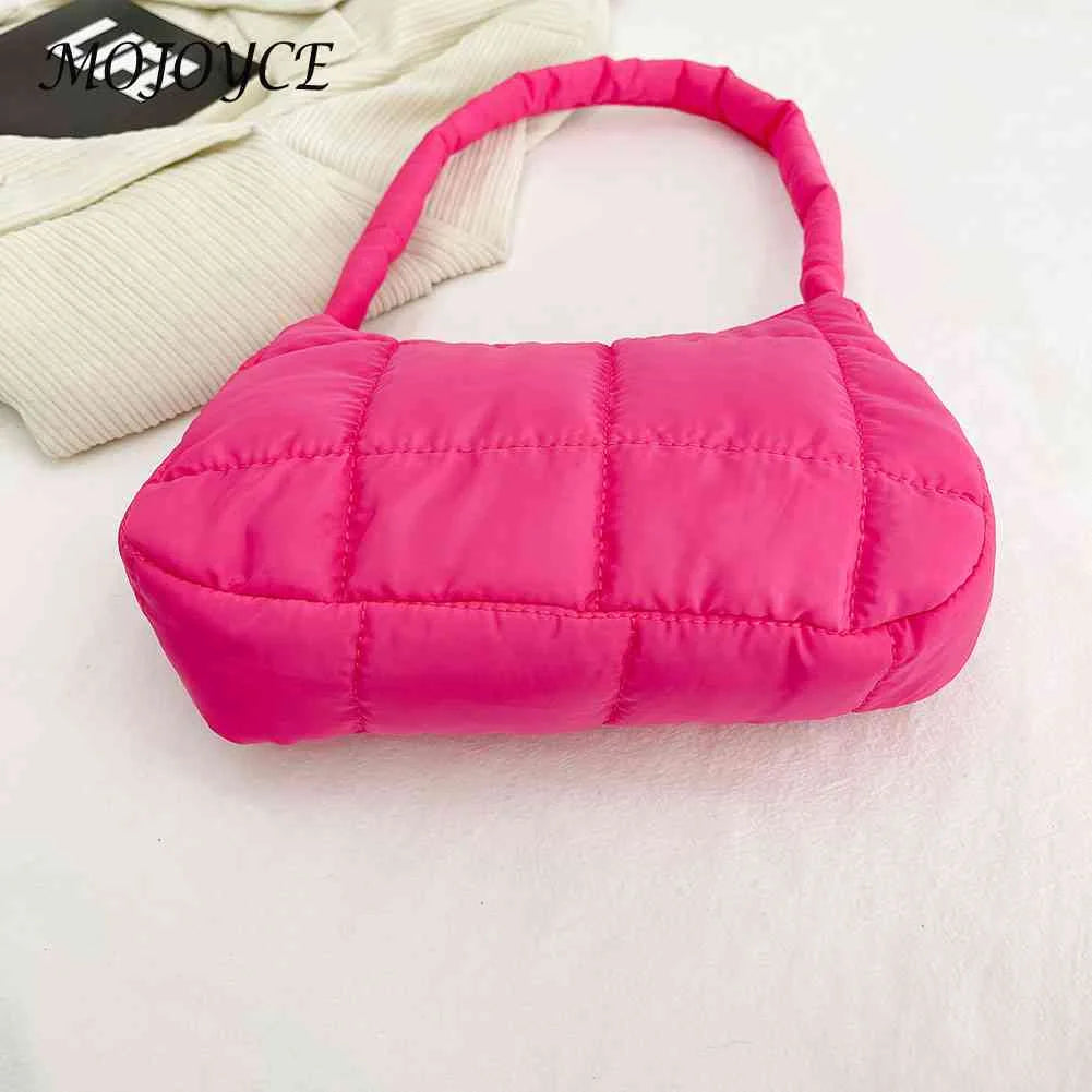 Quilted Women Hand Bags Casual Check Cotton-Padded Bag Winter Solid Soft Warm