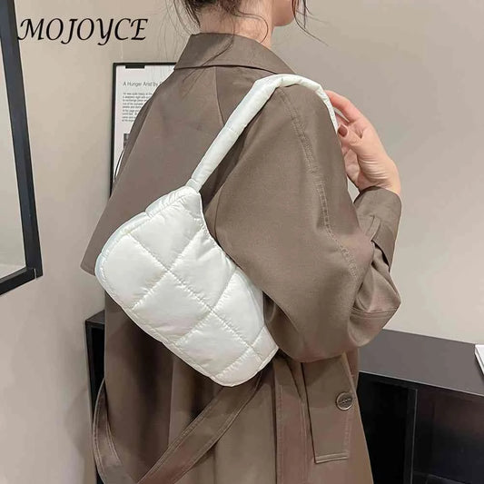 Quilted Women Hand Bags Casual Check Female Tote Winter Soft Warm