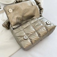 Quilted Women Messenger Bag Buckle Ladies Handbags Casual Flap Nylon