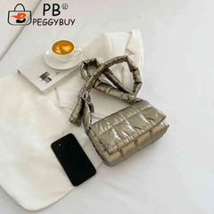 Quilted Women Messenger Bag Soft Solid Casual Flap Nylon Autumn Winter