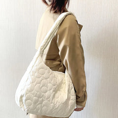 Quilted Women Tote Handbag Large Capacity Bubble Messenger Handbag