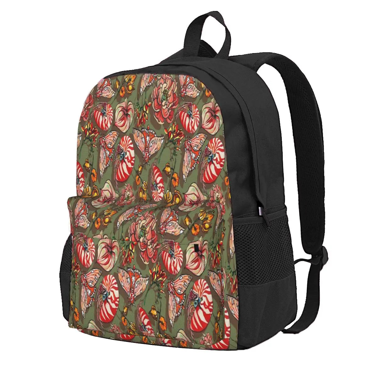Orange Floral Backpacks Men Women School Bag Boys