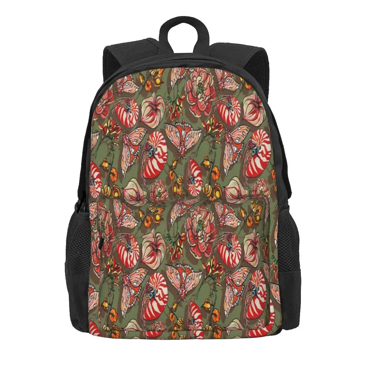 Orange Floral Backpacks Men Women School Bag Boys