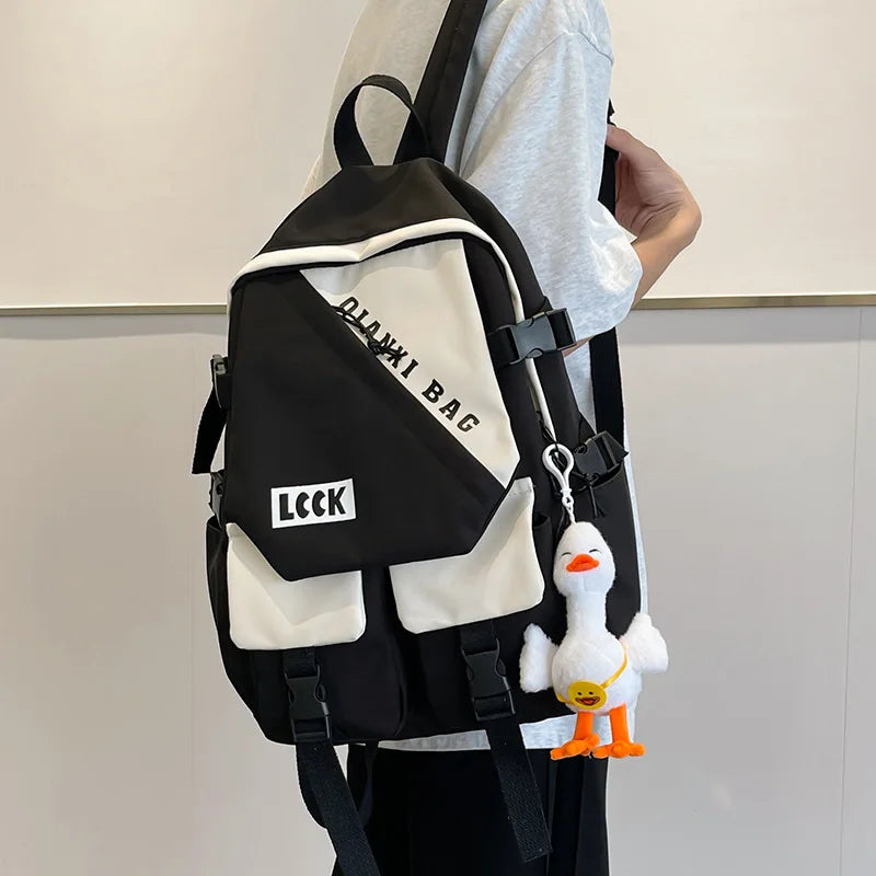 College Students Backpack Contrast Schoolbag For Boys