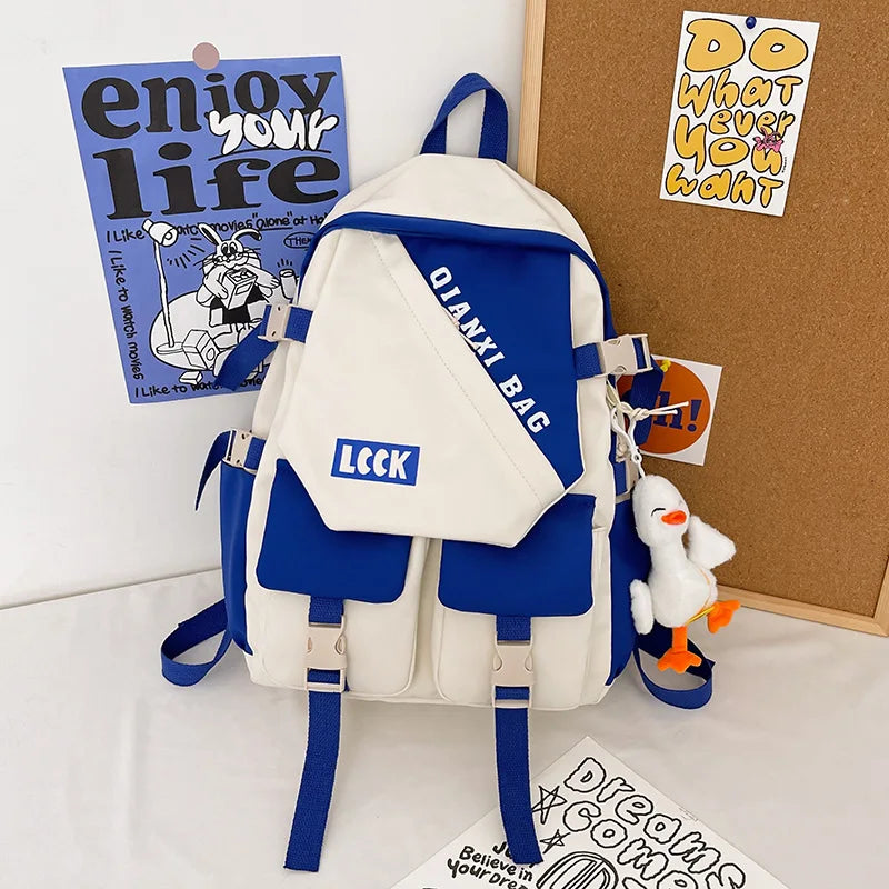 College Students Backpack Contrast Schoolbag For Boys