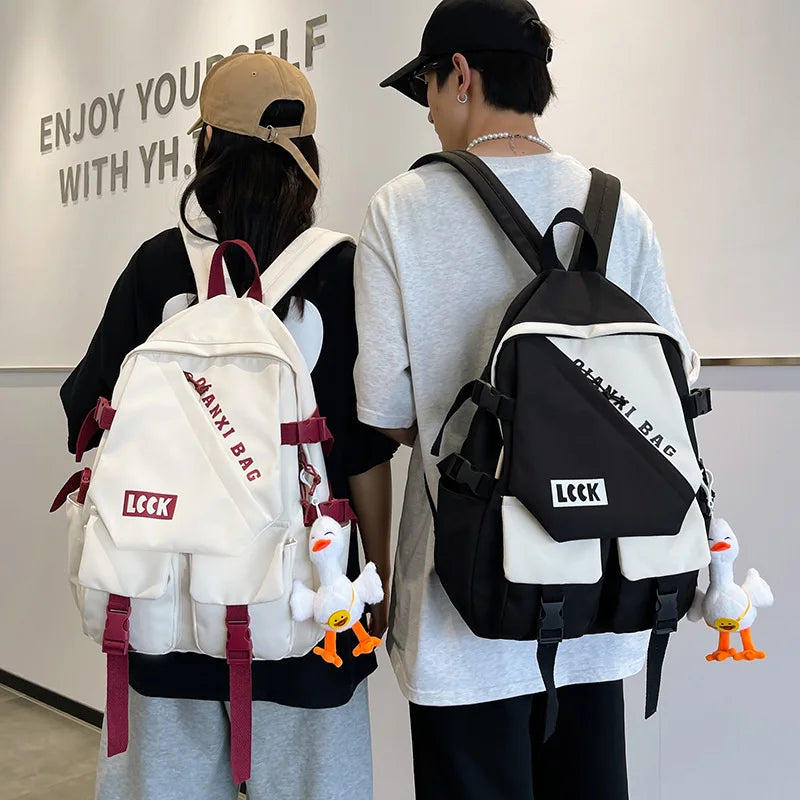 College Students Backpack Contrast Schoolbag For Boys
