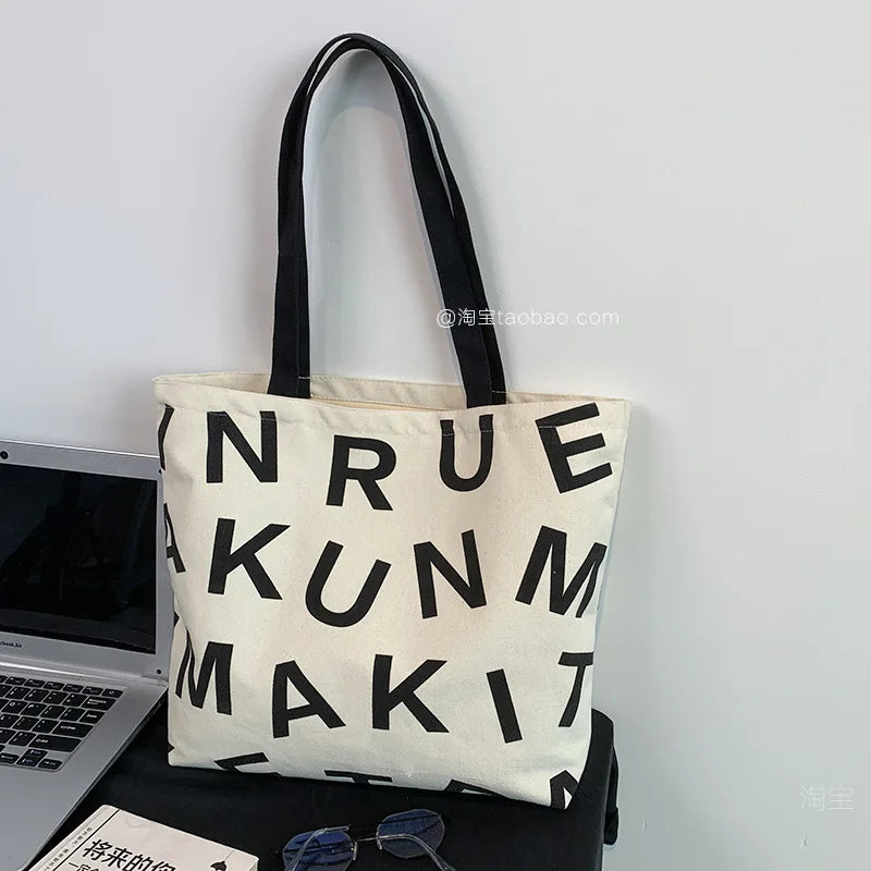 Large Capacity Student Class Book Bags Canvas Shopping Bags Women Handbags