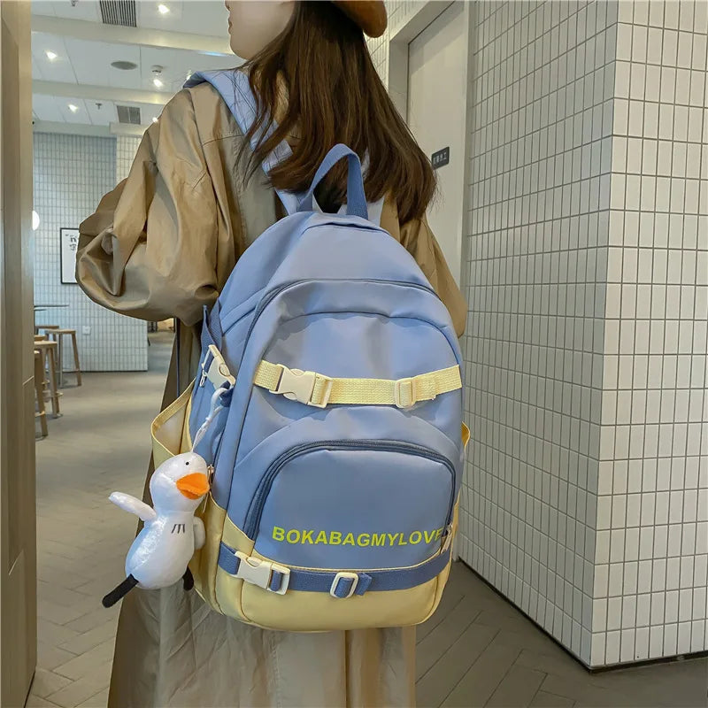 Large Capacity Contrast Backpack School Bags for Girls