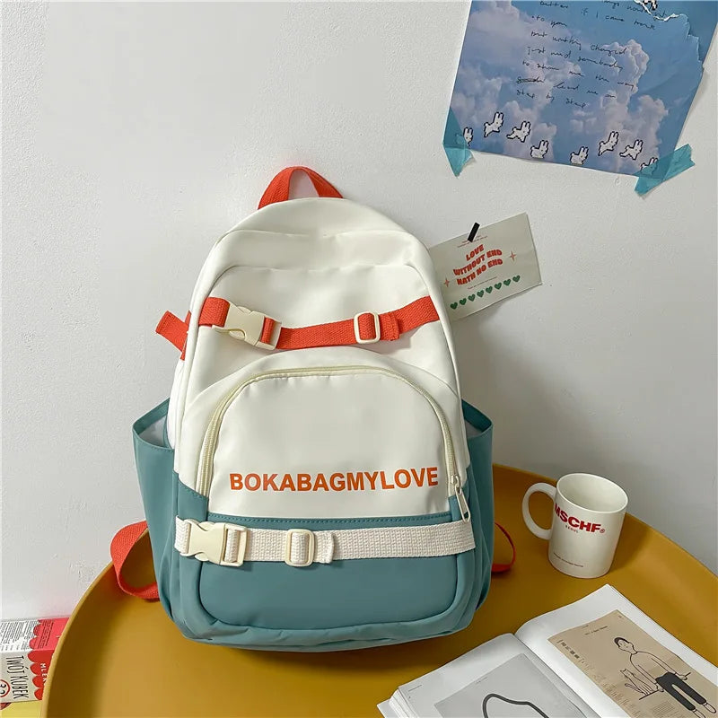 Large Capacity Contrast Backpack School Bags for Girls