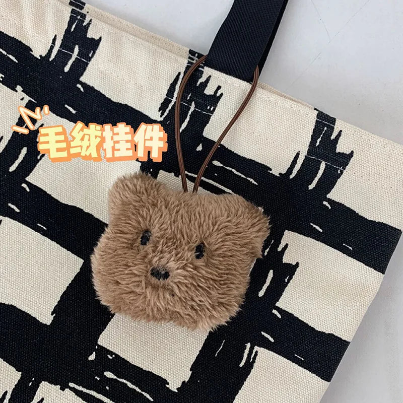 Women's Shoulder Bag Check Zipper Shopper Bag