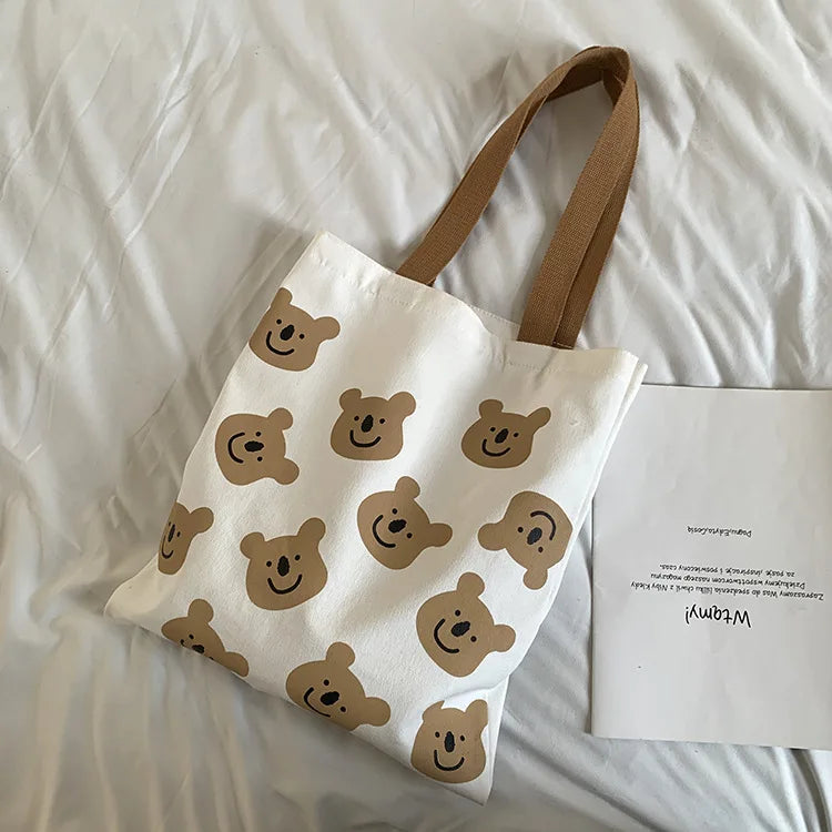 Canvas Women's Shoulder Bag Cartoon Art Bookbag Female Handbag