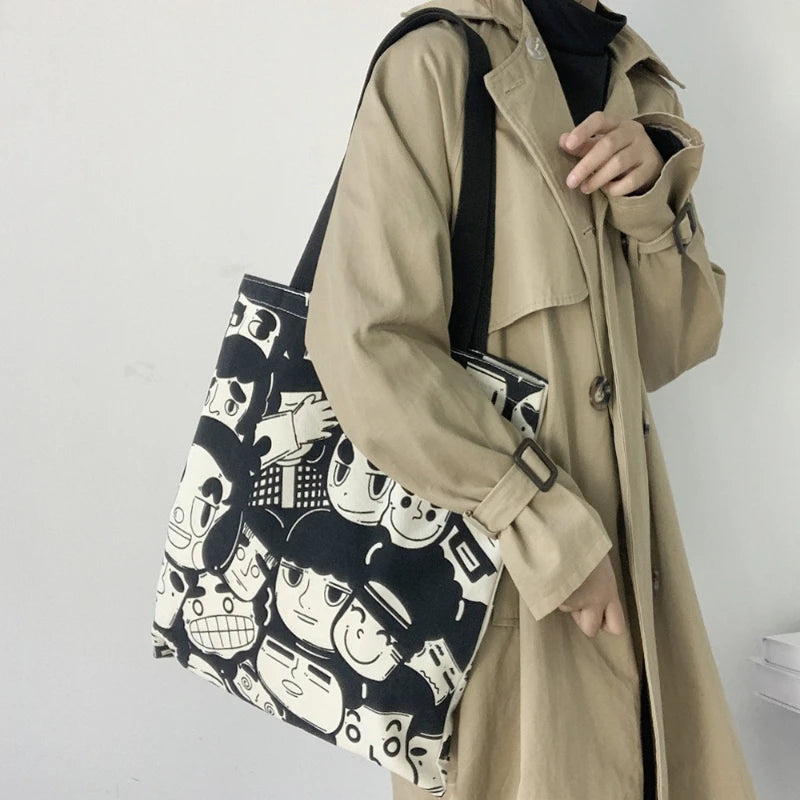 Large Canvas Shoulder Bag for Students