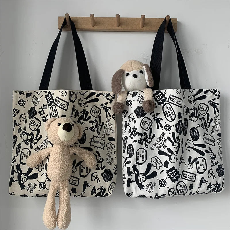 Graffiti Canvas Women's Shoulder Tote Bag Shopping Bags