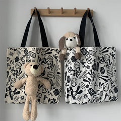 Graffiti Canvas Women's Shoulder Tote Bag Shopping Bags