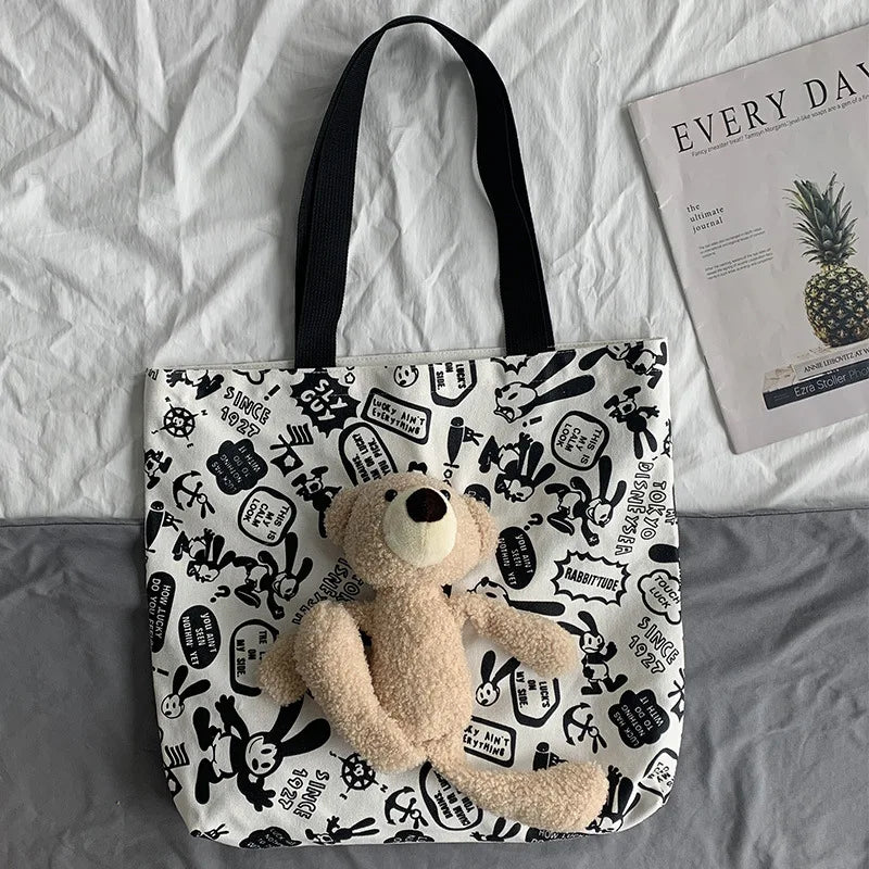 Graffiti Canvas Women's Shoulder Tote Bag Shopping Bags