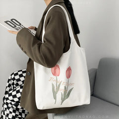 Tulip Canvas Women's Shoulder Bag Large Capacity Students Class Bag