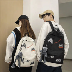 Men's Embroidery Backpack Schoolbag Casual Travel Bag