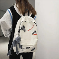 Men's Embroidery Backpack Schoolbag Casual Travel Bag
