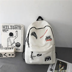 Men's Embroidery Backpack Schoolbag Casual Travel Bag