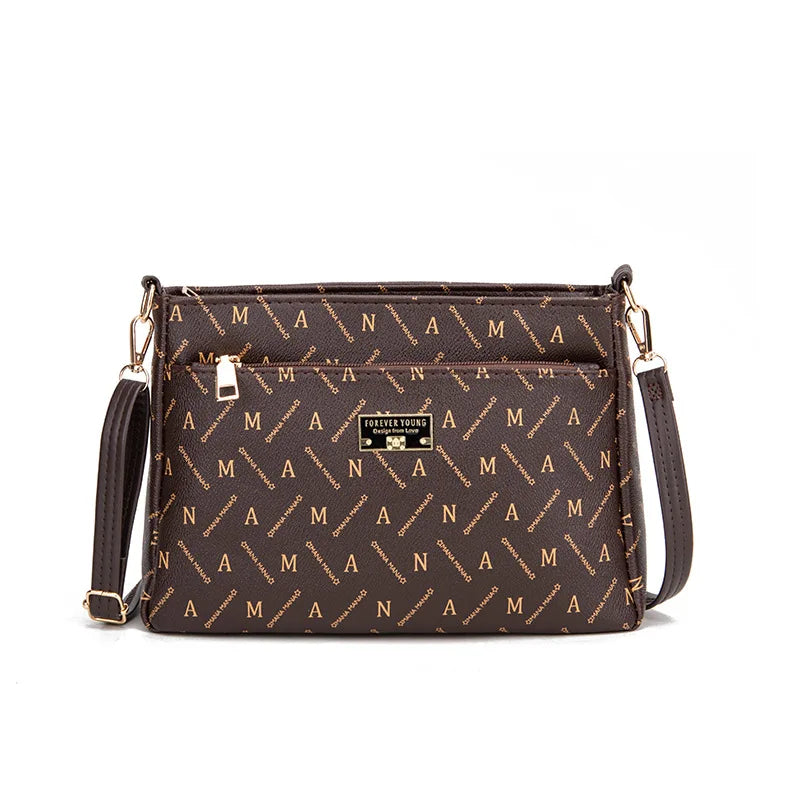 Texture Large Capacity Printing Ladies Shoulder Diagonal Bag