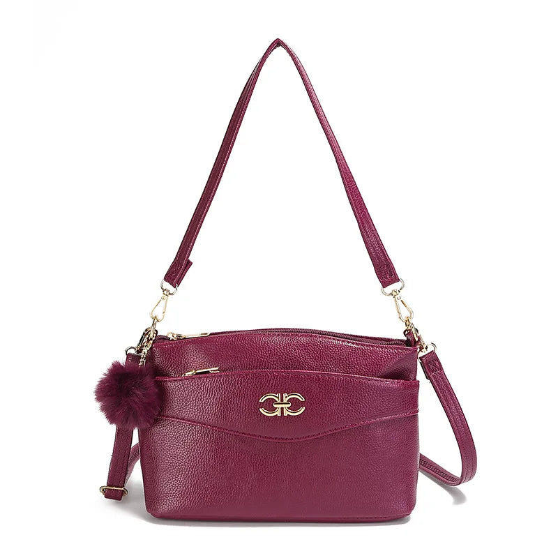 Retro Slung Female Shoulder Bag Underarm Bag Leather Versatile Princess Bag