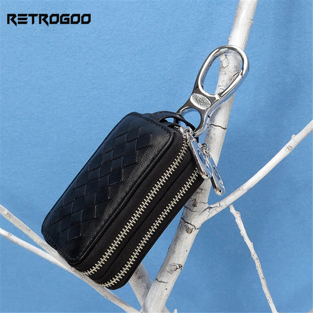 Men Leather Car Key Case Business Knitting Holders