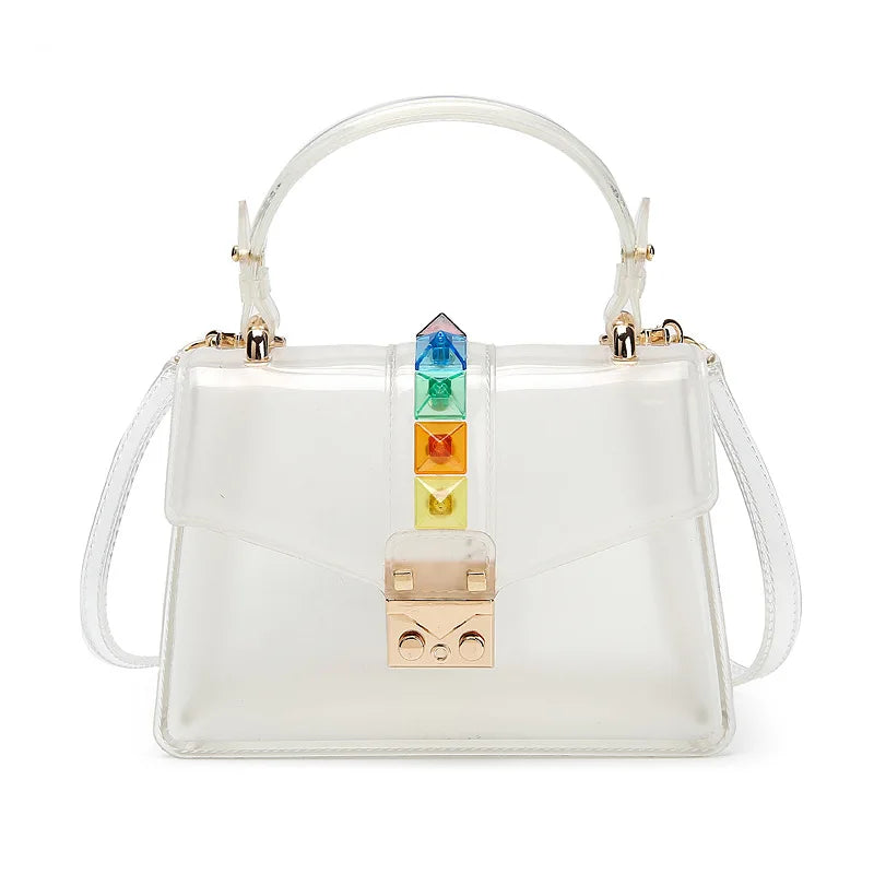 PVC Rivet Handbag Candy Flap Jelly Bag Red Yellow Green