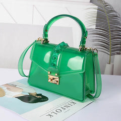 PVC Rivet Handbag Candy Flap Jelly Bag Red Yellow Green