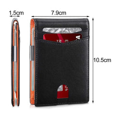 RFID Blocking Front Pocket Slim Wallet Mens Anti-scan Leather Wallet