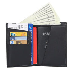 RFID Blocking Leather Passport Holder Cover Case & Travel Wallet