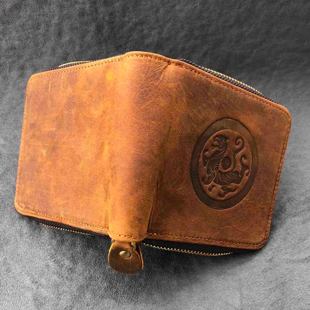 RFID Blocking Leather Wallet for Men with Zipper