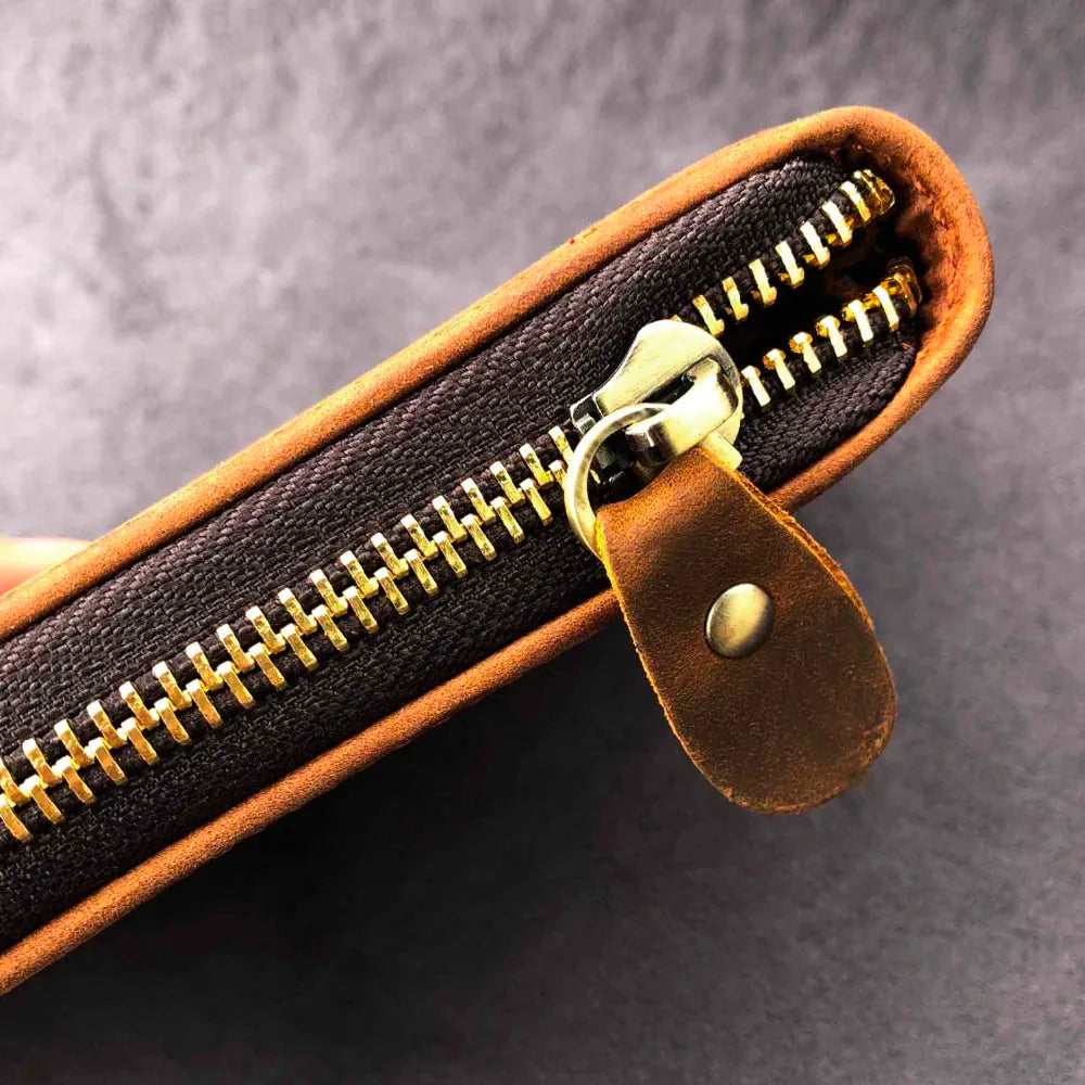 RFID Blocking Leather Wallet for Men with Zipper