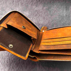 RFID Blocking Leather Wallet for Men with Zipper