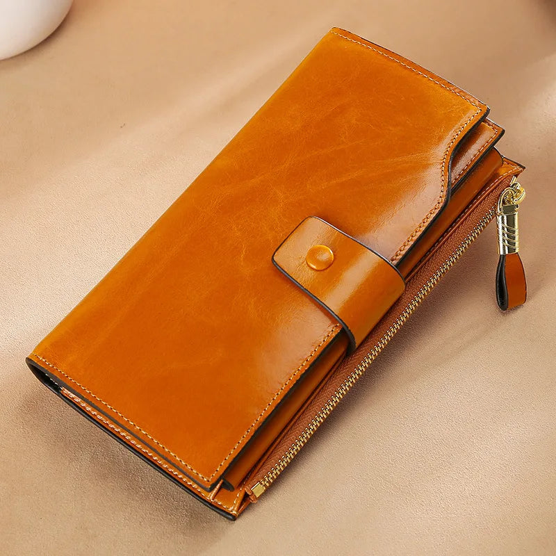 RFID Blocking Women Wallet Long Lady Leather Purse Coin Purse