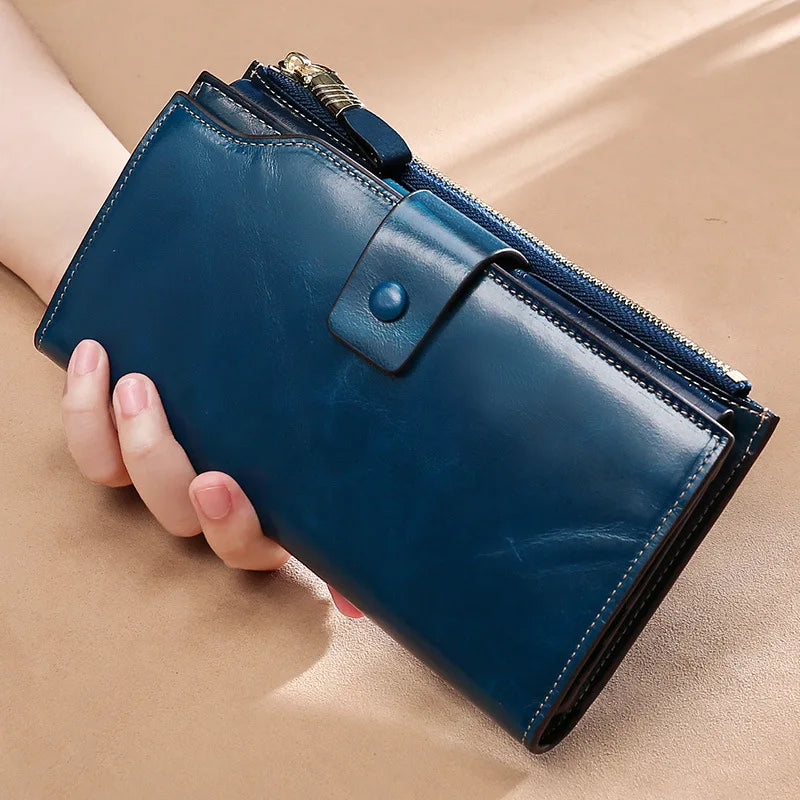 RFID Blocking Women Wallet Long Lady Leather Purse Coin Purse