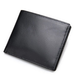 RFID Blocking Men's Oil Wax Skin Wallet Cow Leather Short Wallet