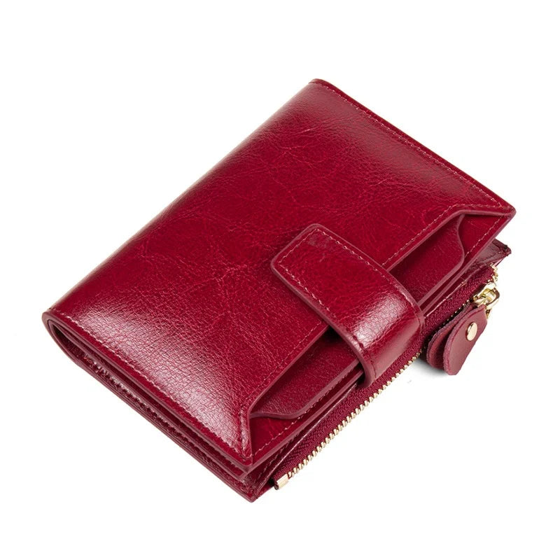 RFID Blocking Retro Leather Ladies Wallet Large Capacity Zipper Wallet