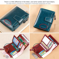 RFID Tri-fold Short Women Wallet with Coin Zipper Pocket