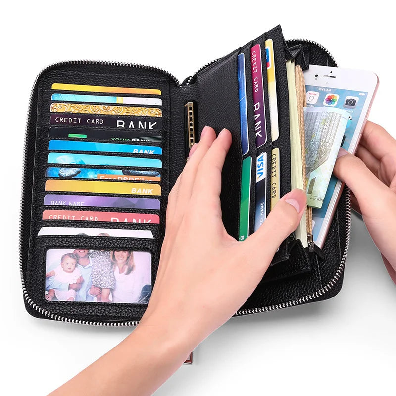 RFID Anti Theft Leather Lady's Wallet with Large Capacity