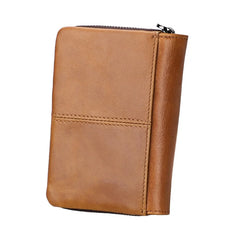 RFID Leather Men's Purse Crazy Horse Zipper Bag