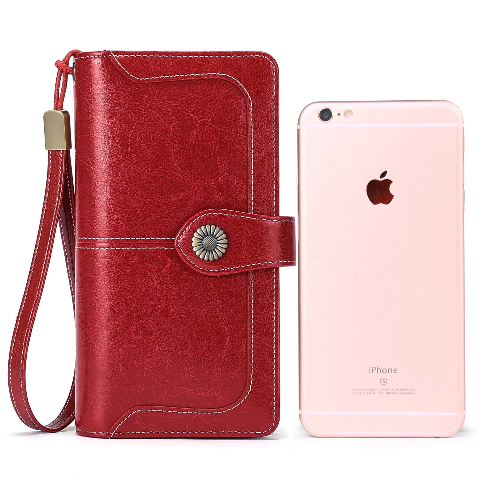 RFID Leather Women's Long Zipper Wallet Large Capacity Handbag