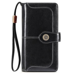 RFID Leather Women's Long Zipper Wallet Large Capacity Handbag