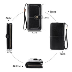 RFID Leather Women's Long Zipper Wallet Large Capacity Handbag