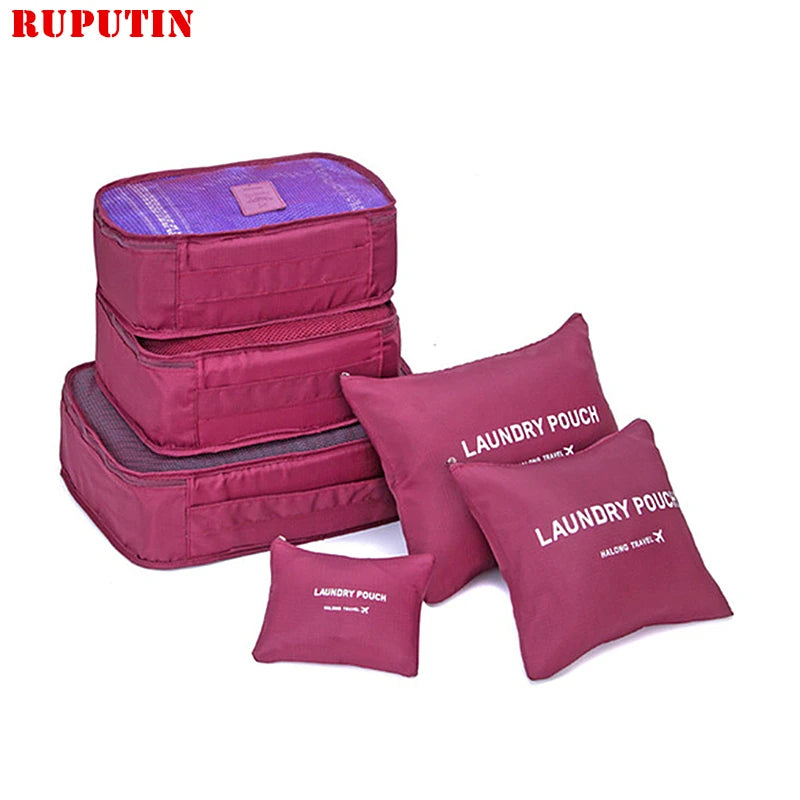 6pcs/set Waterproof Travel Organizer Bag Packing Project Clothes Bags