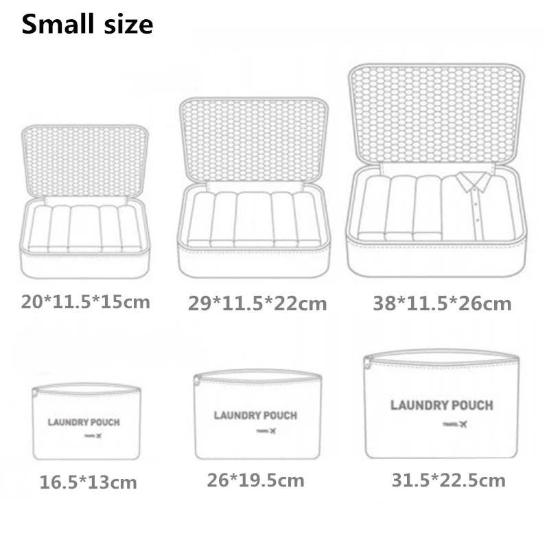 6pcs/set Waterproof Travel Organizer Bag Packing Project Clothes Bags