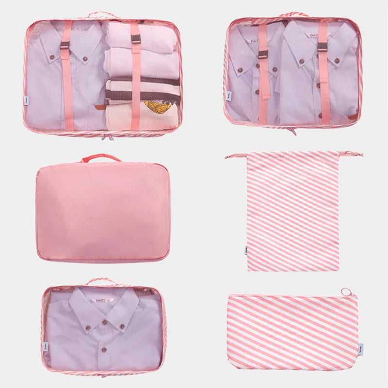 6Pcs/Set Travel Mesh Bag Waterproof Packing Cube Organizer For Clothing
