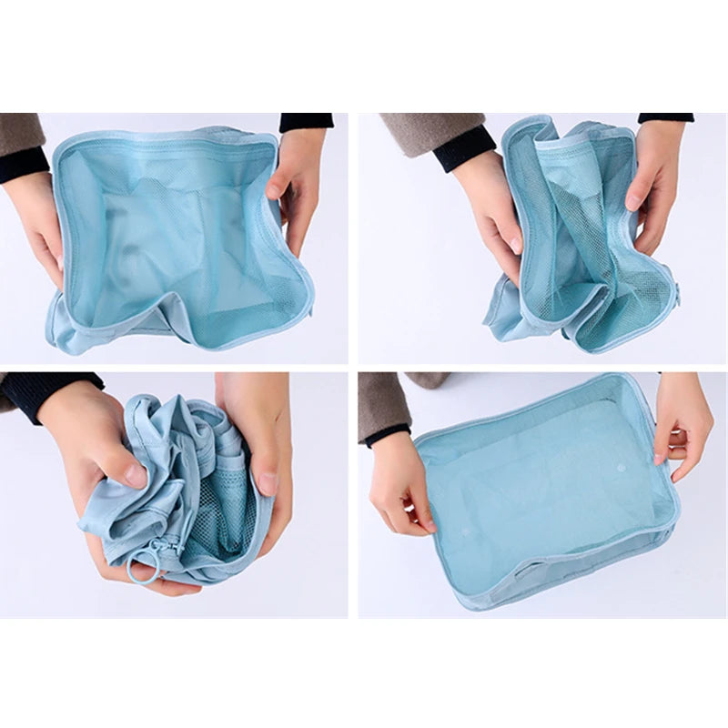 6Pcs/Set Travel Mesh Bag Waterproof Packing Cube Organizer For Clothing