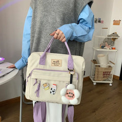 Canvas Mini Backpack Waterproof Women School Bag Teenage Girl Shoulder