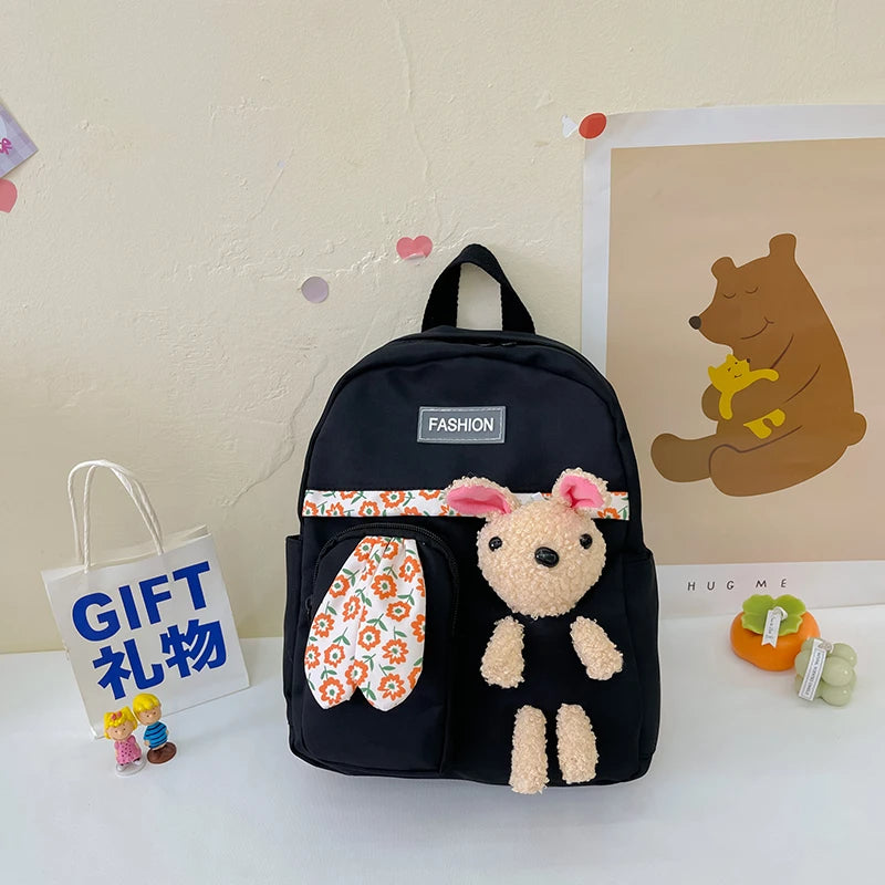 Rabbit Cartoon Backpacks Girls' School Bag Retro Mini Solid Small Backpacks