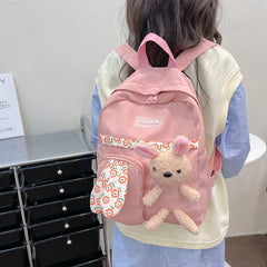 Rabbit Cartoon Backpacks Girls' School Bag Retro Mini Solid Small Backpacks